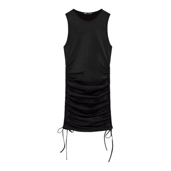 ZARA | Black | RUCHED SEAMLESS DRESS - Picture 2 of 11